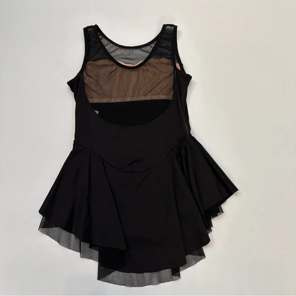 Motionwear Black Layered Kids Figure Skating Dance Dress Size Large (12-14)
